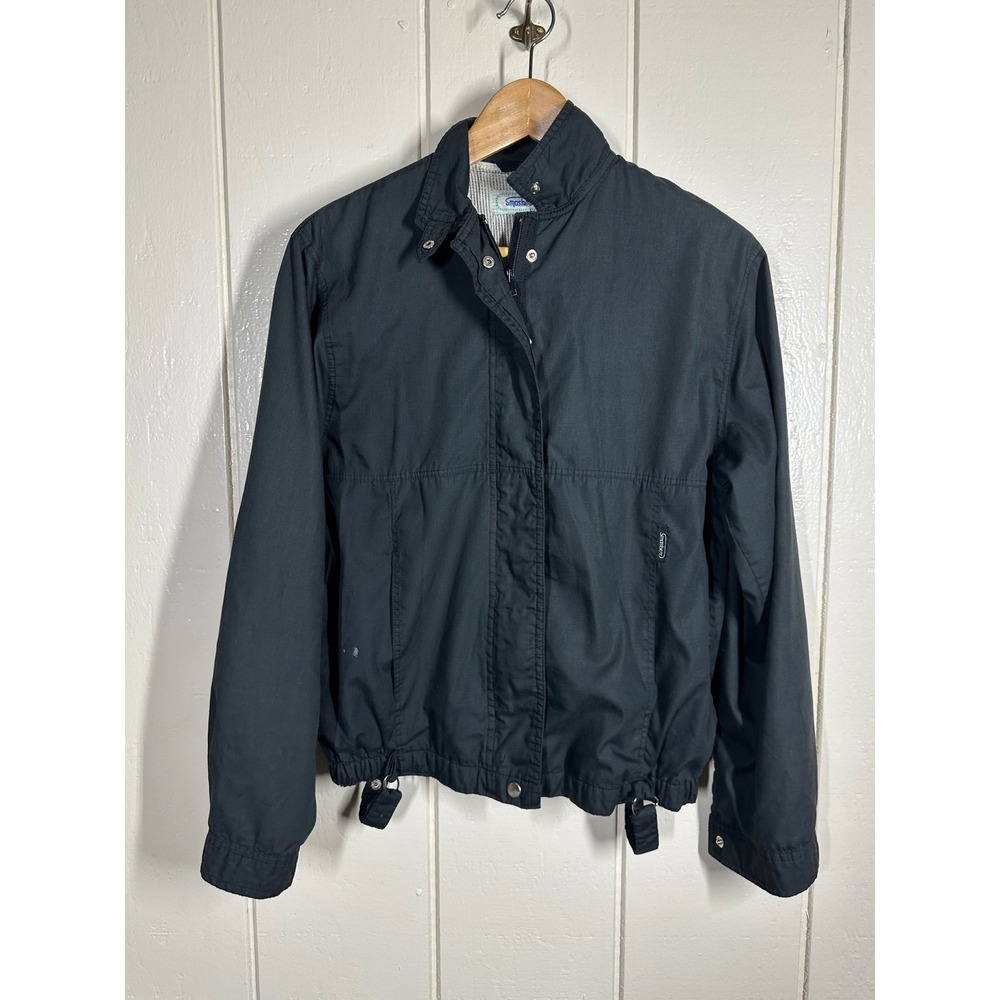 Smasher Windbreaker Jacket Mens 38 Black Full Zip Mesh Lined Snap Hem Vintage